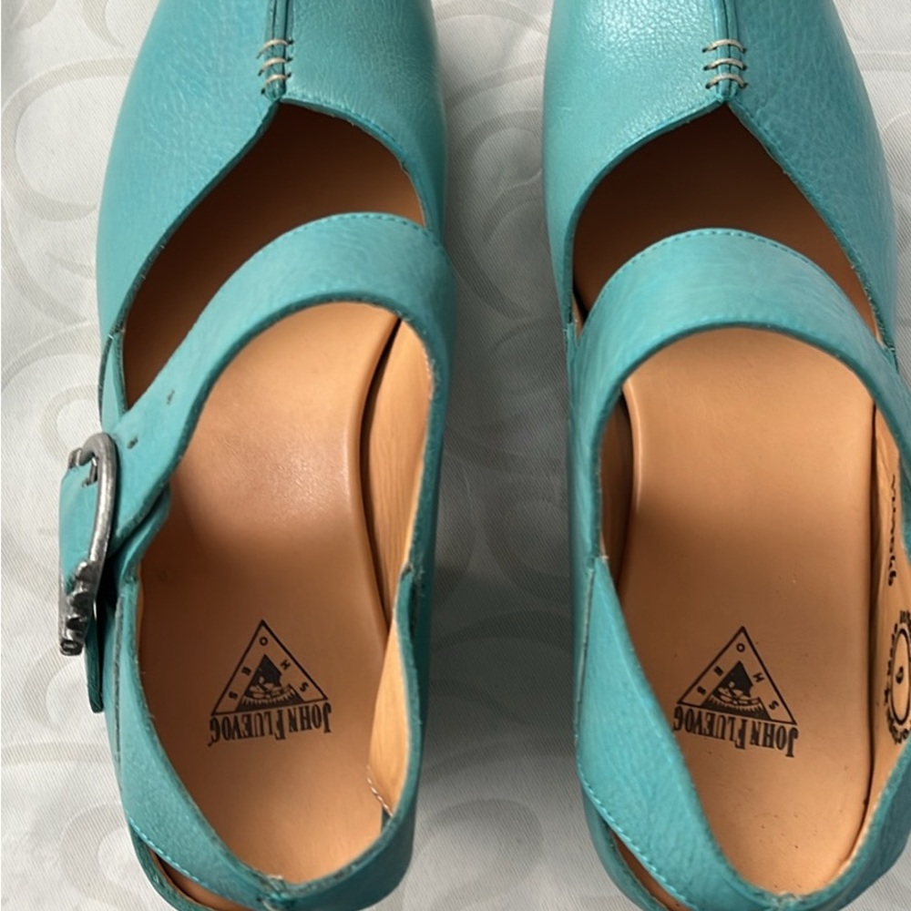 John Fluevog Women's Turquoise Strap Heels